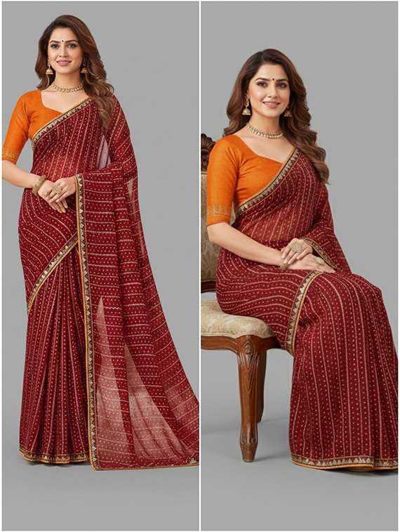 women printed bordered saree with blouse - 22361975 -  Standard Image - 2