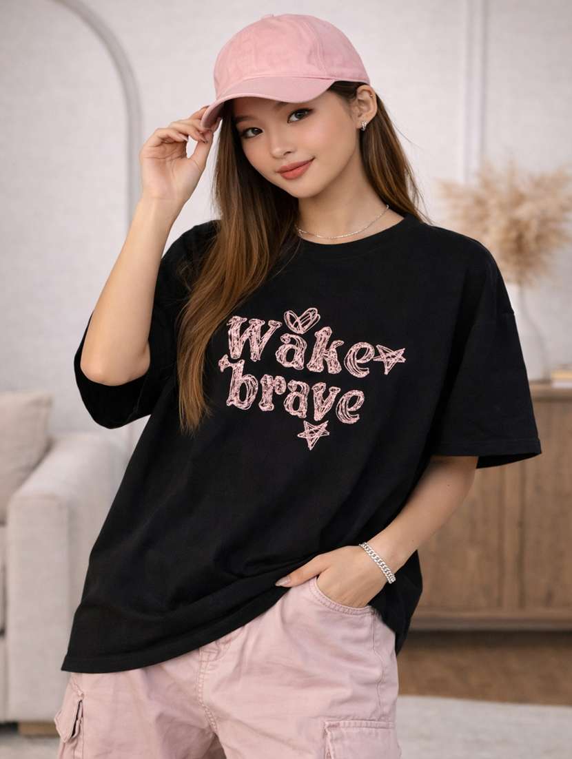women printed short sleeve oversized t-shirt