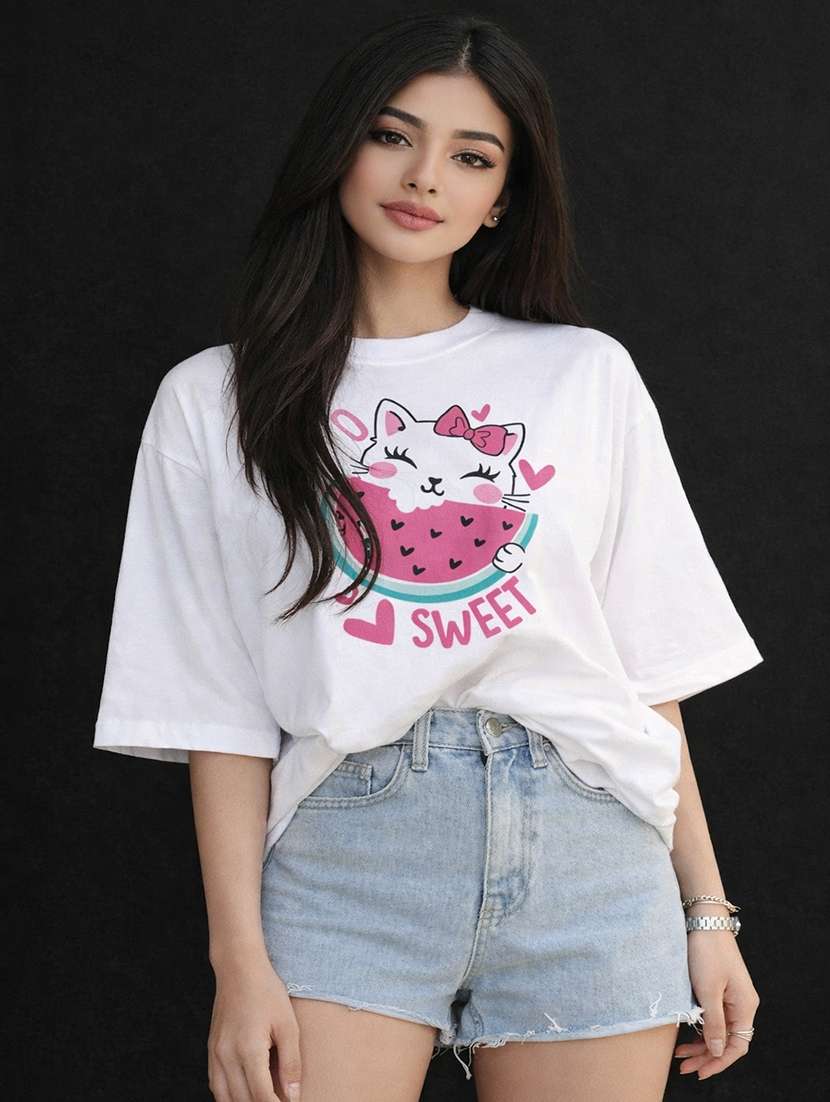 women printed short sleeve oversized t-shirt