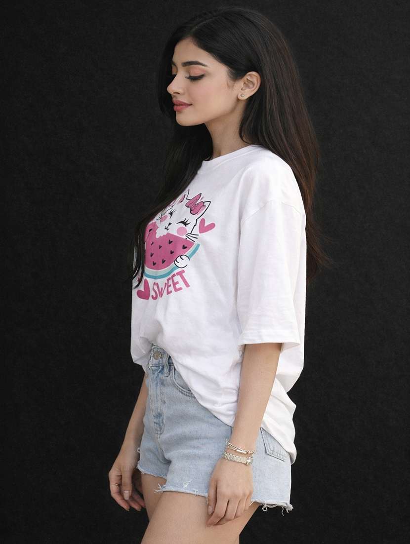 women printed short sleeve oversized t-shirt - 22362029 -  Standard Image - 2