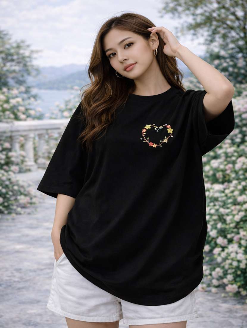 women printed short sleeve oversized t-shirt