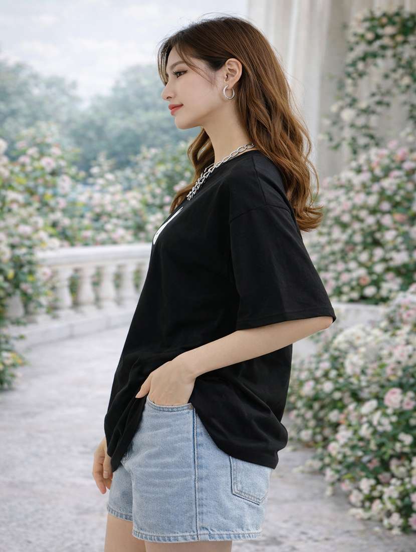women printed short sleeve oversized t-shirt - 22362032 -  Standard Image - 2