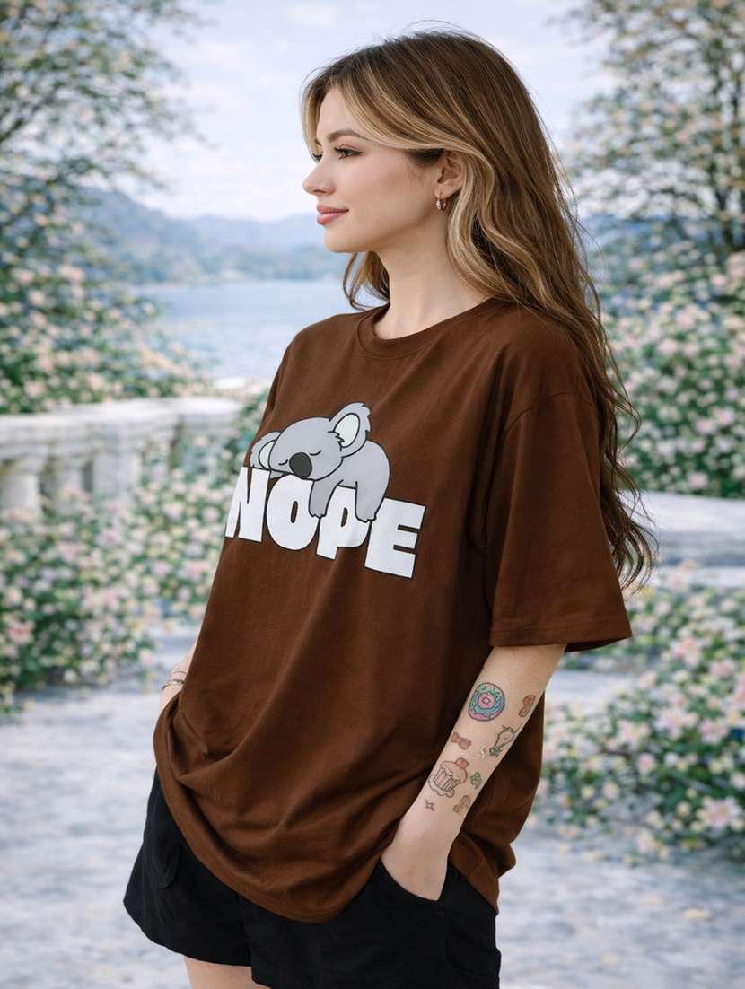 women printed short sleeve oversized t-shirt - 22362033 -  Standard Image - 2