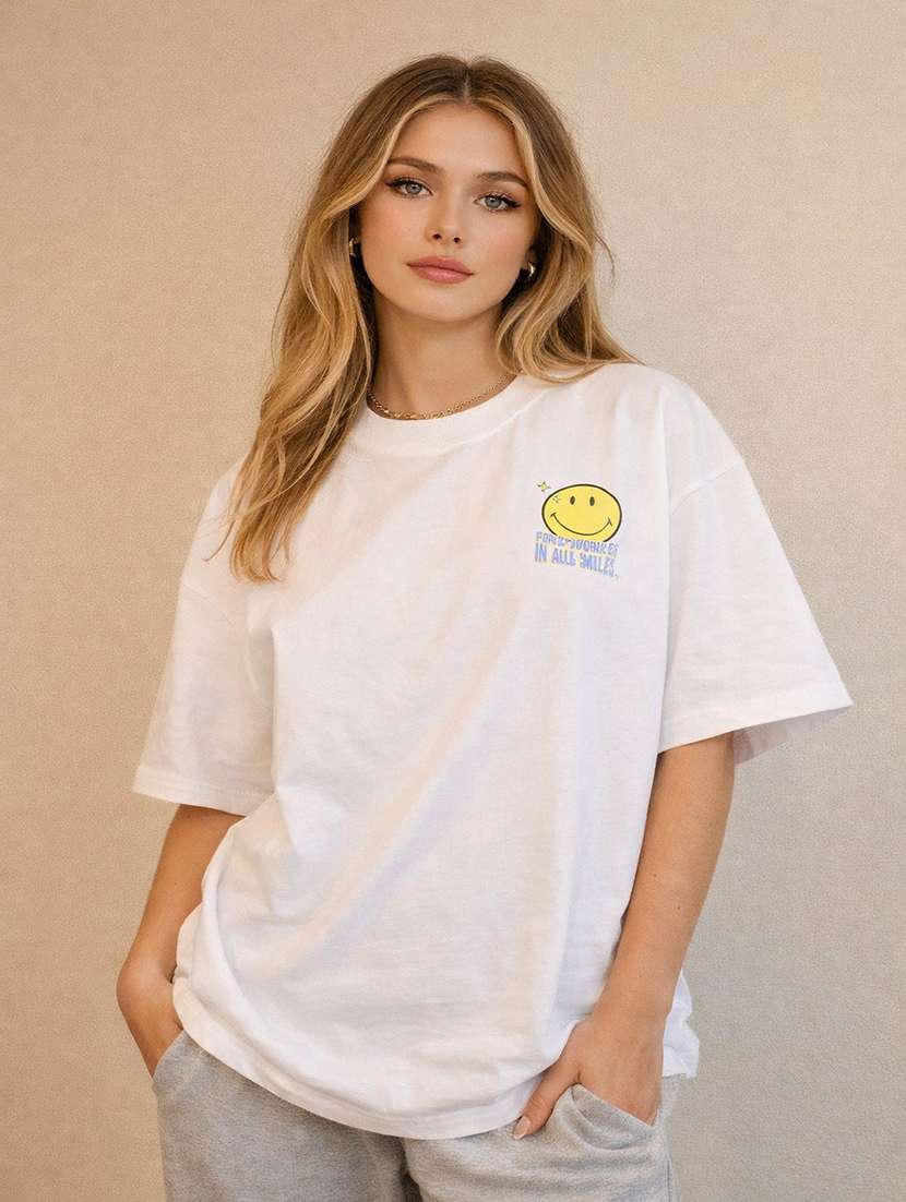 women printed short sleeve oversized t-shirt - 22362036 -  Standard Image - 2