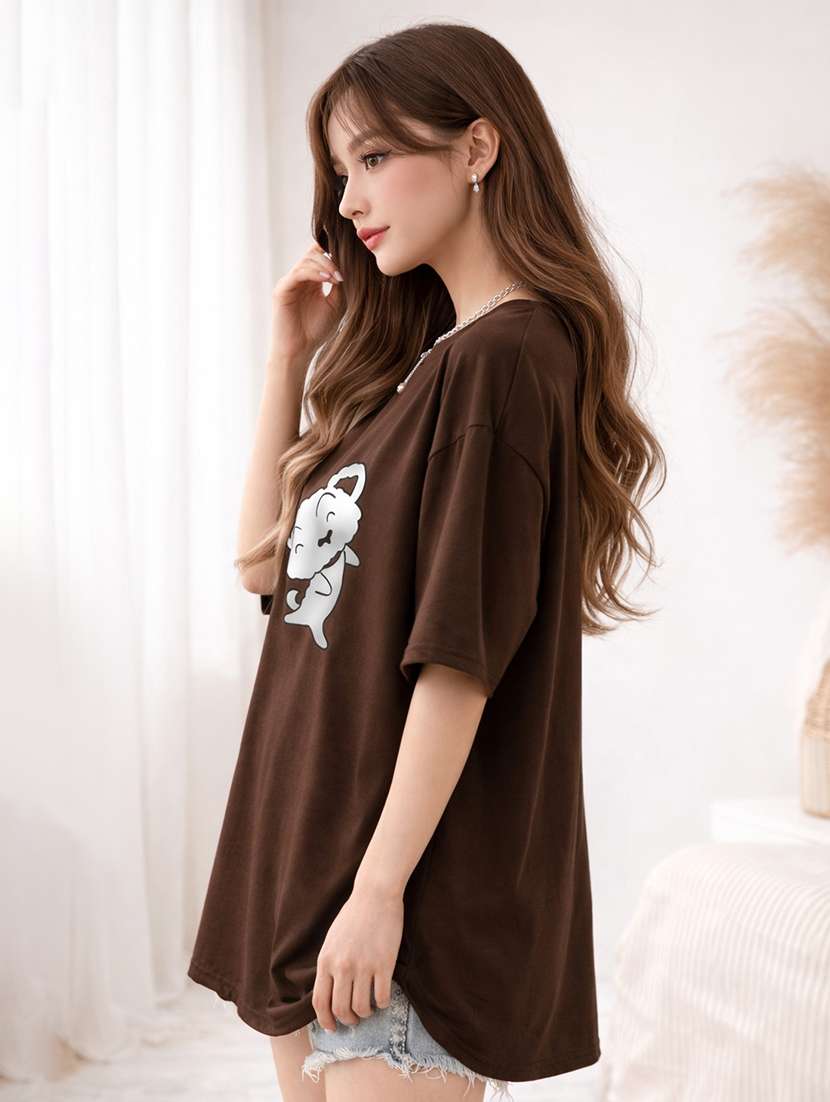 women printed short sleeve oversized t-shirt - 22362039 -  Standard Image - 2