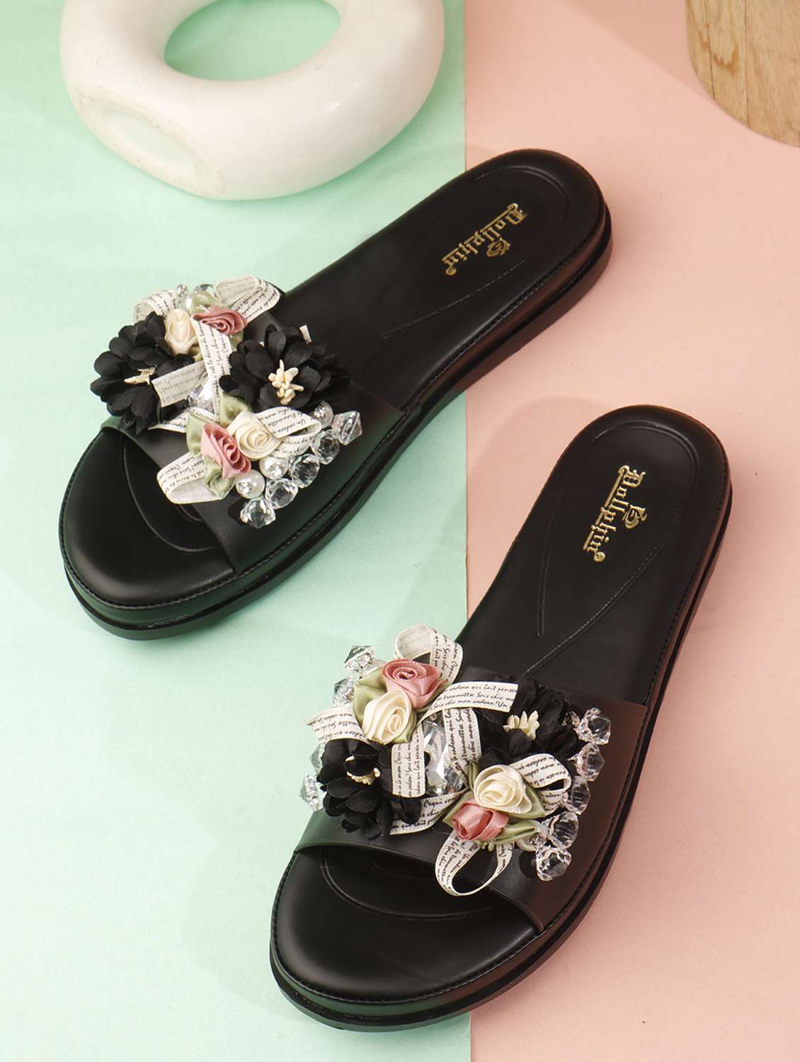 women black slip on sandal