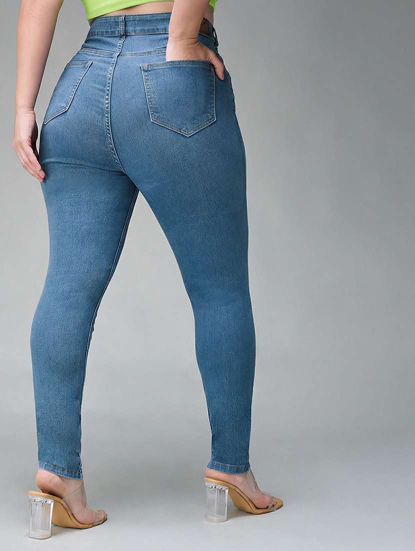 womne plus size solid high rise slim fit jeans - 22362183 -  Standard Image - 2