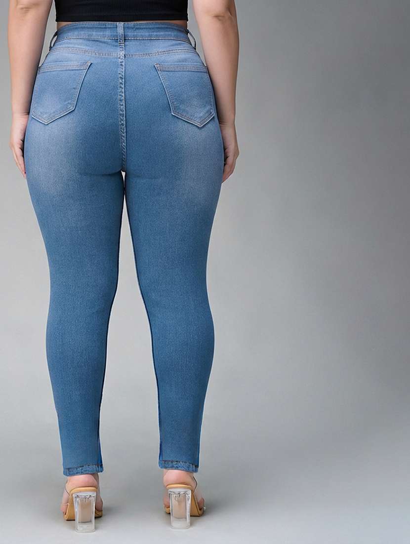 womne plus size solid high rise slim fit jeans - 22362197 -  Standard Image - 2