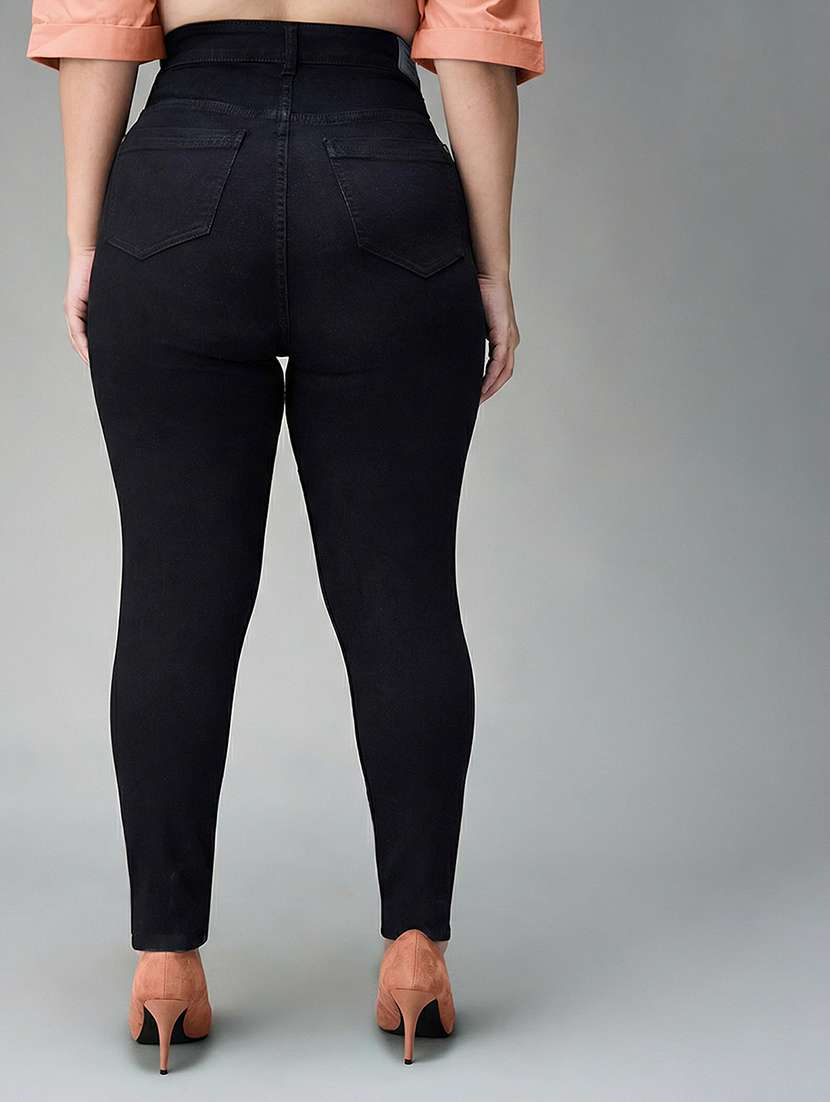 womne plus size solid high rise slim fit jeans - 22362199 -  Standard Image - 2