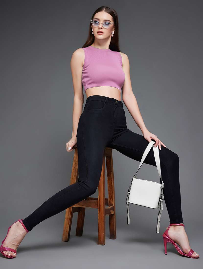 women solid high rise skinny fit jeans - 22362204 -  Standard Image - 2