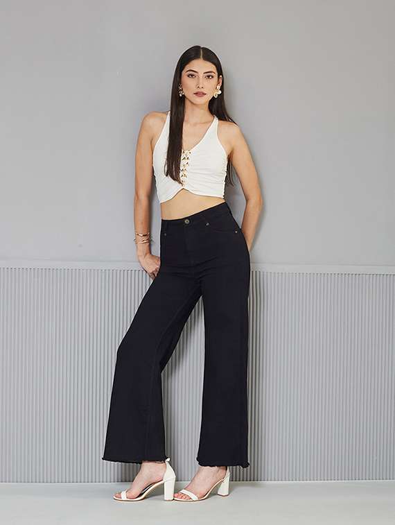 women solid high rise wide leg jeans - 22362209 -  Standard Image - 2