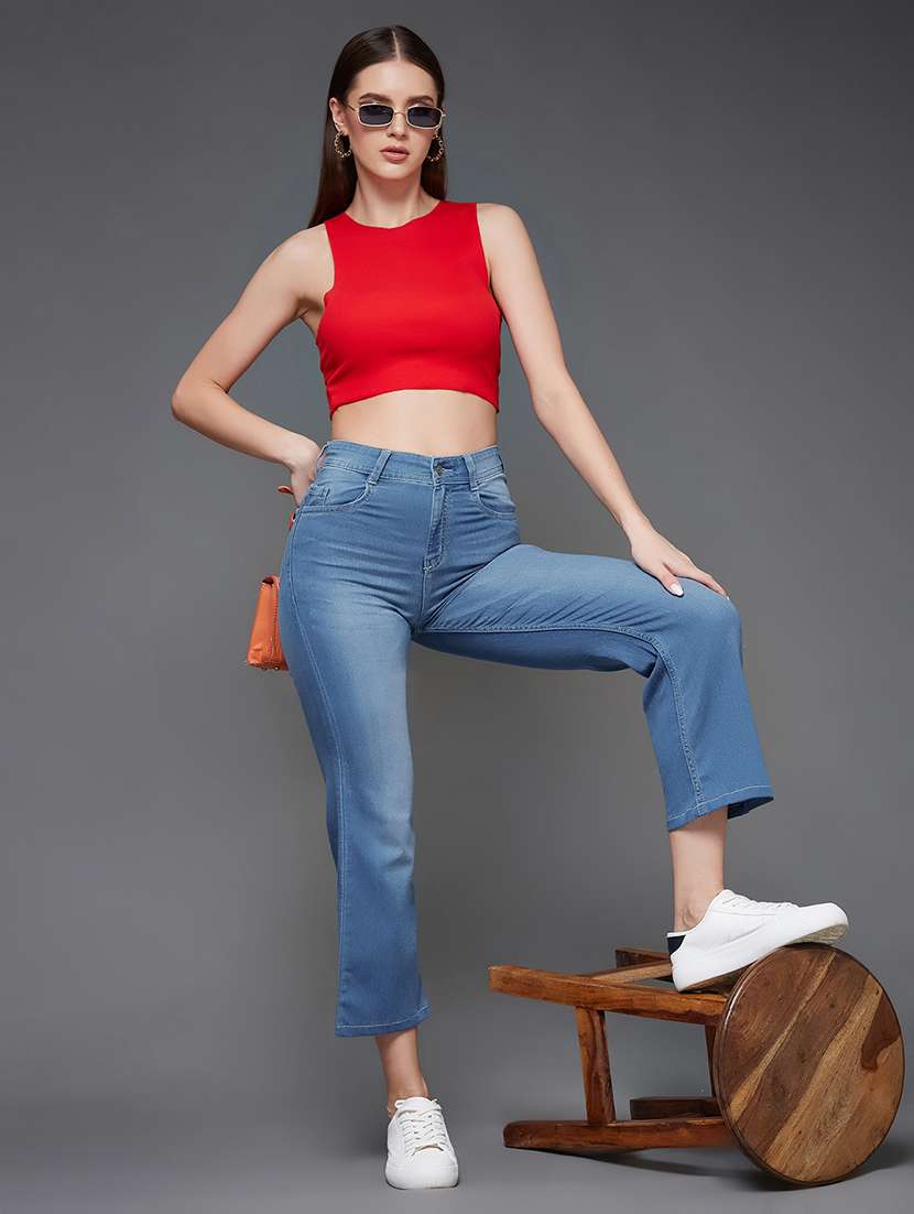 women solid high rise bootcut jeans - 22362212 -  Standard Image - 2