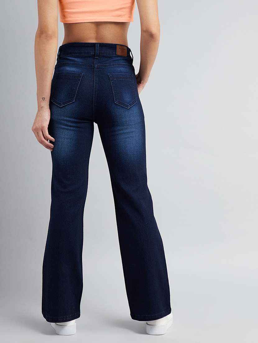 women solid high rise bootcut jeans - 22362218 -  Standard Image - 2