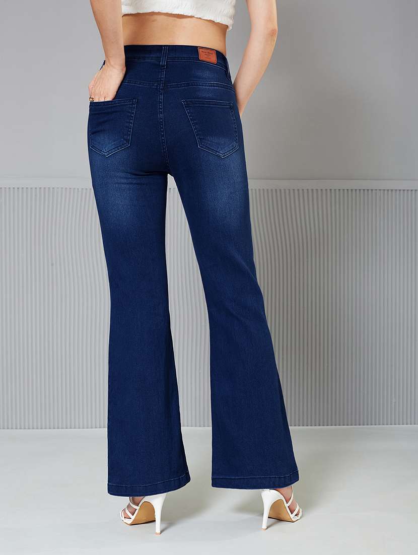 women solid high rise bootcut jeans - 22362228 -  Standard Image - 2