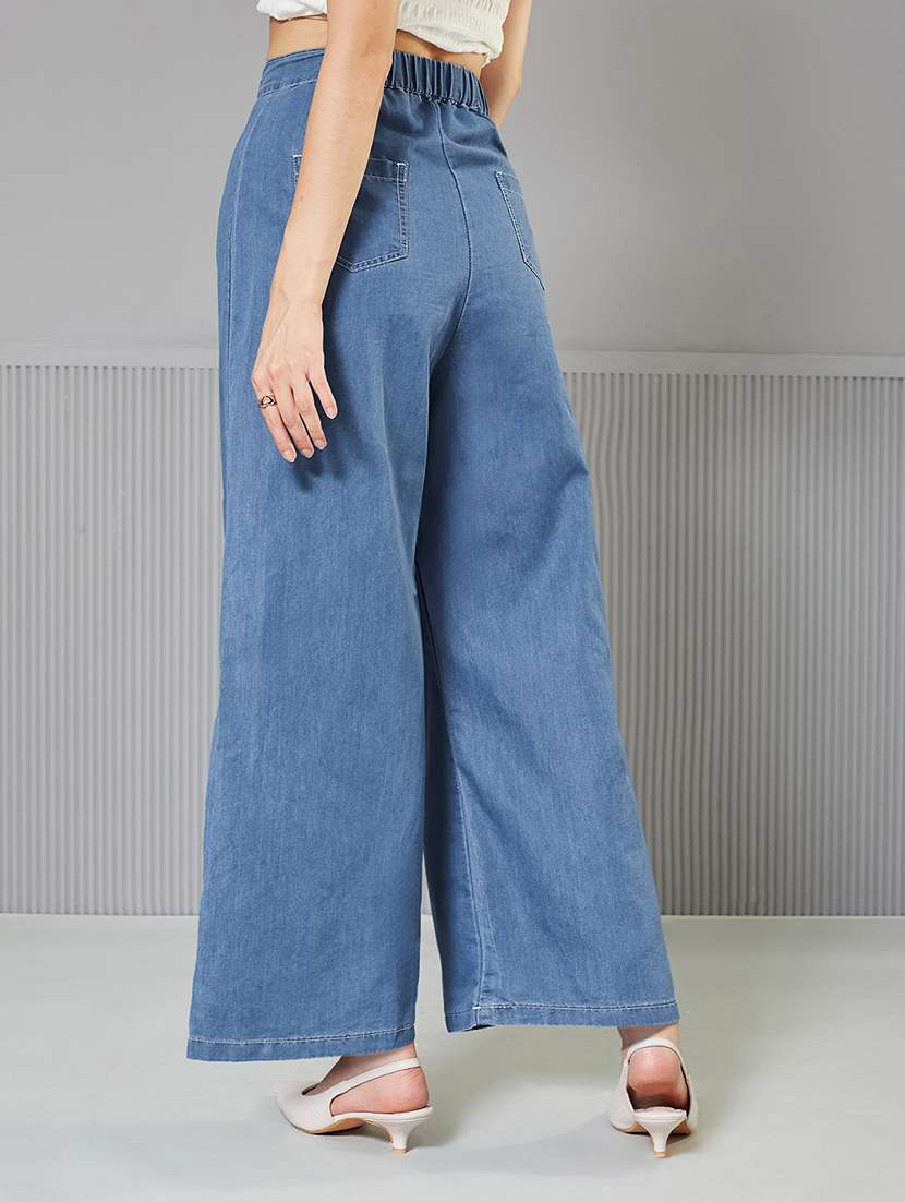 women solid high rise wide leg jeans - 22362232 -  Standard Image - 2