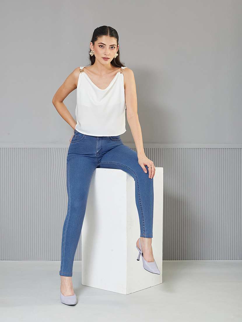 women solid high rise skinny fit jeans - 22362236 -  Standard Image - 2