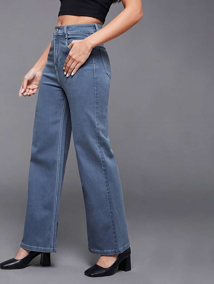 women solid high rise bootcut jeans - 22362239 -  Standard Image - 2