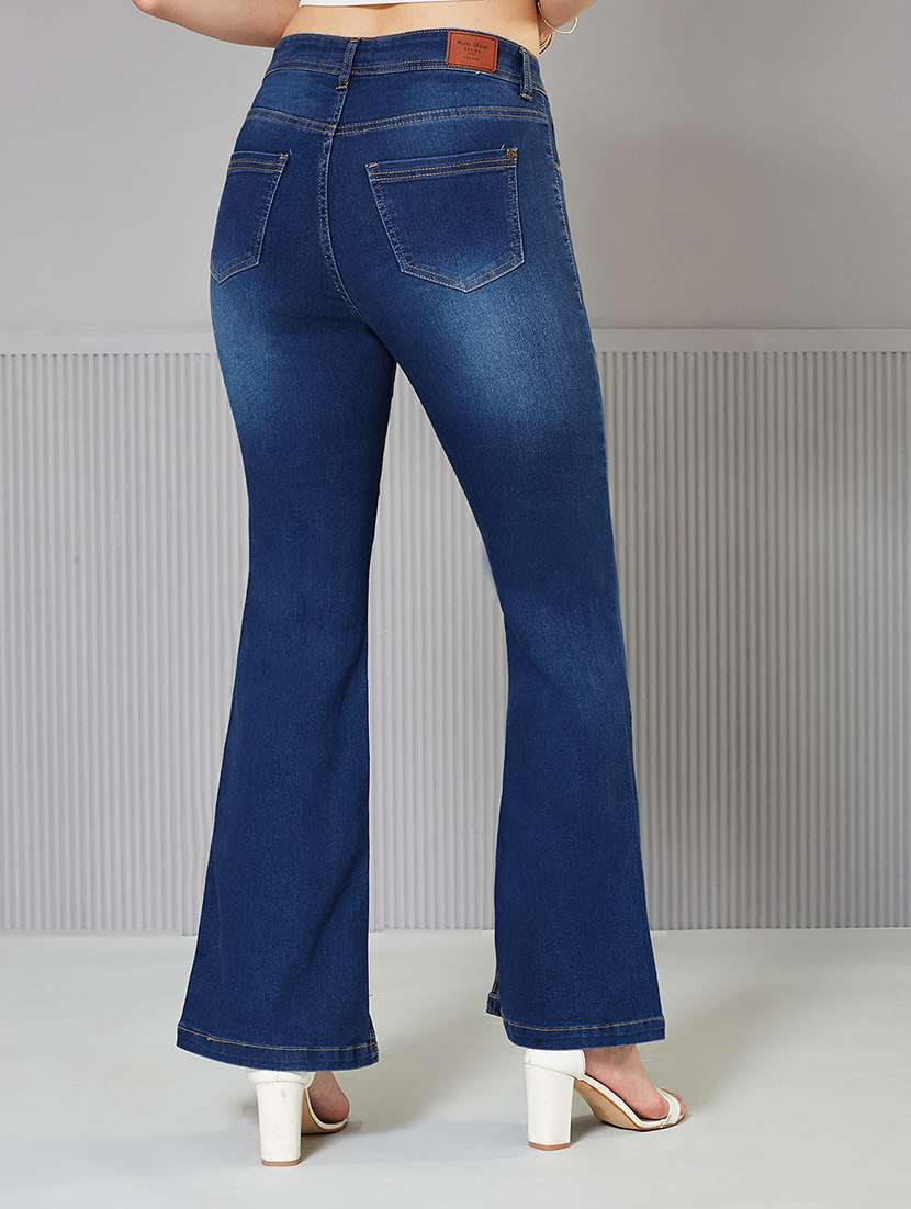 women solid high rise bootcut jeans - 22362241 -  Standard Image - 2