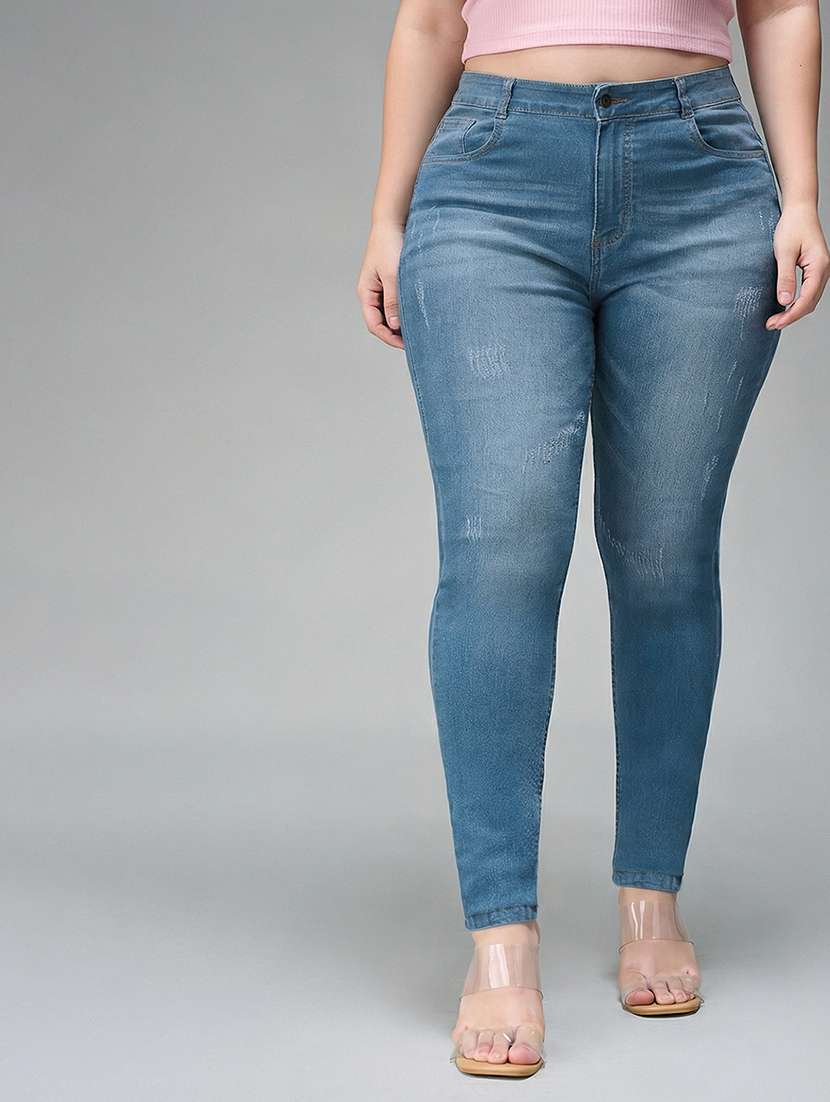 womne plus size solid high rise slim fit jeans