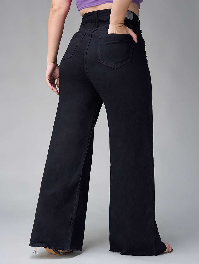 womne plus size solid high rise wide leg jeans - 22362255 -  Standard Image - 2