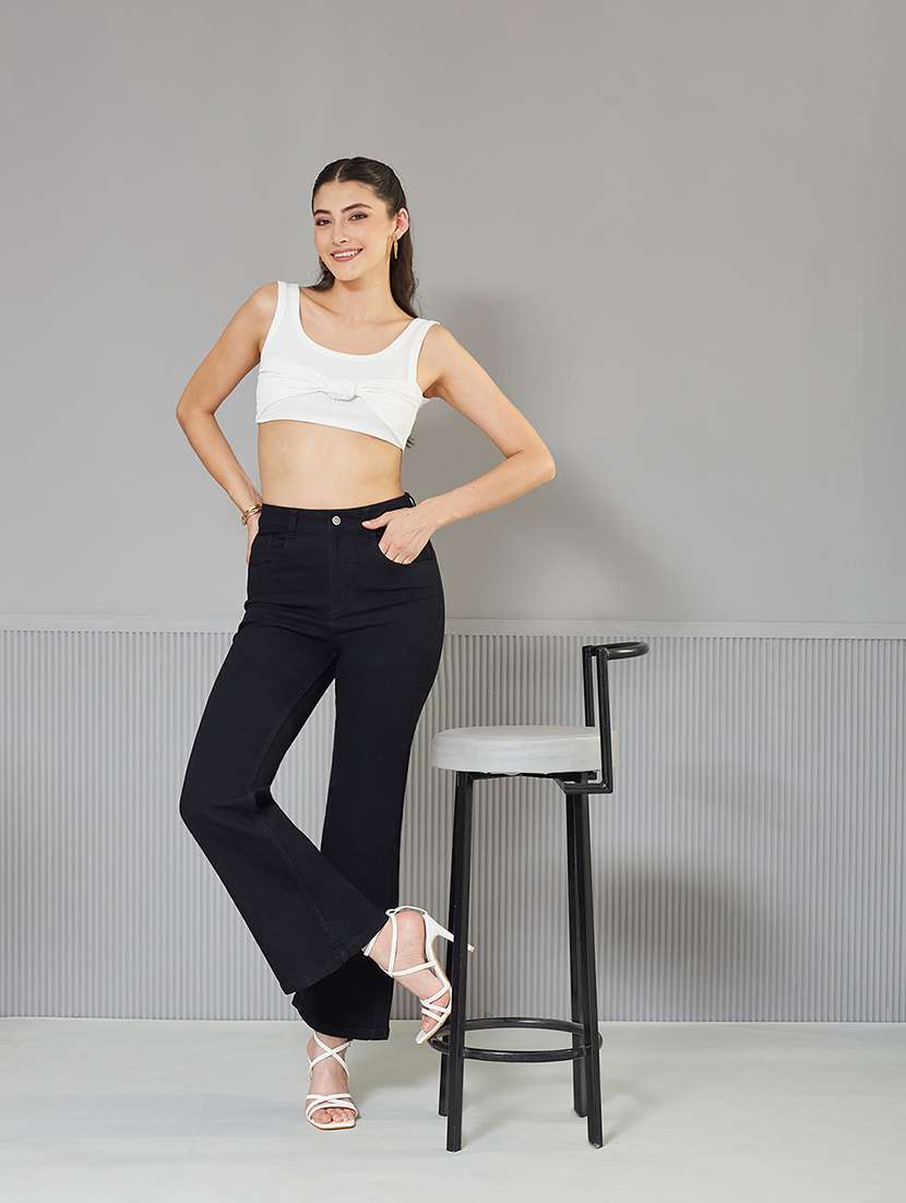 women solid high rise bootcut jeans - 22362256 -  Standard Image - 2