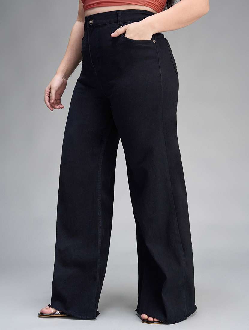 womne plus size solid high rise wide leg jeans - 22362258 -  Standard Image - 2