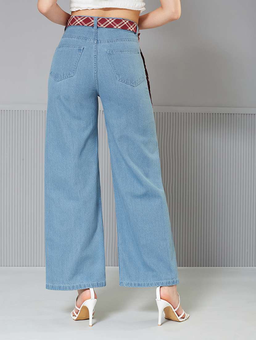 women solid high rise wide leg jeans - 22362267 -  Standard Image - 2
