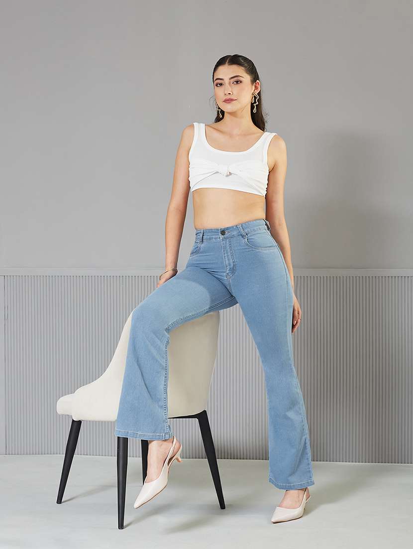 women solid high rise bootcut jeans - 22362273 -  Standard Image - 2