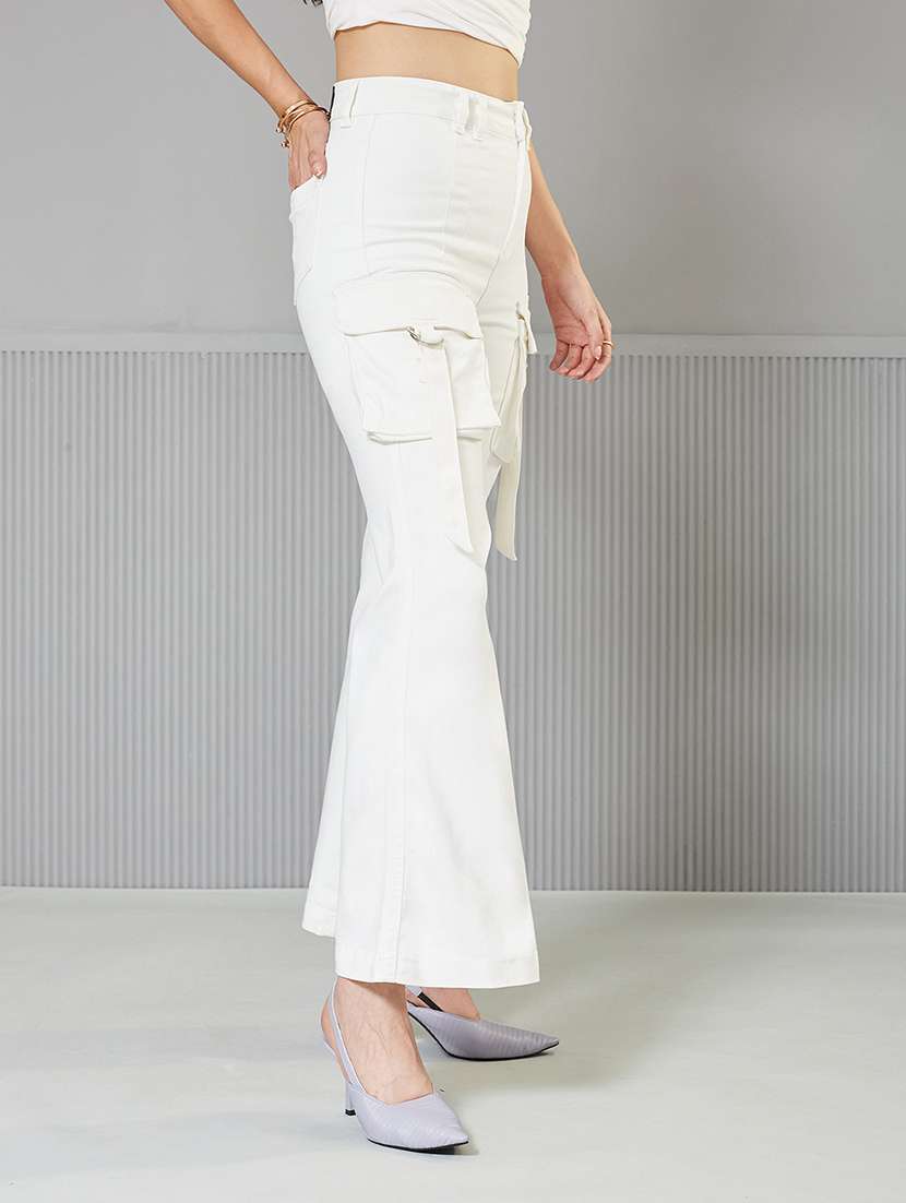 women solid high rise denim cargo - 22362279 -  Standard Image - 2