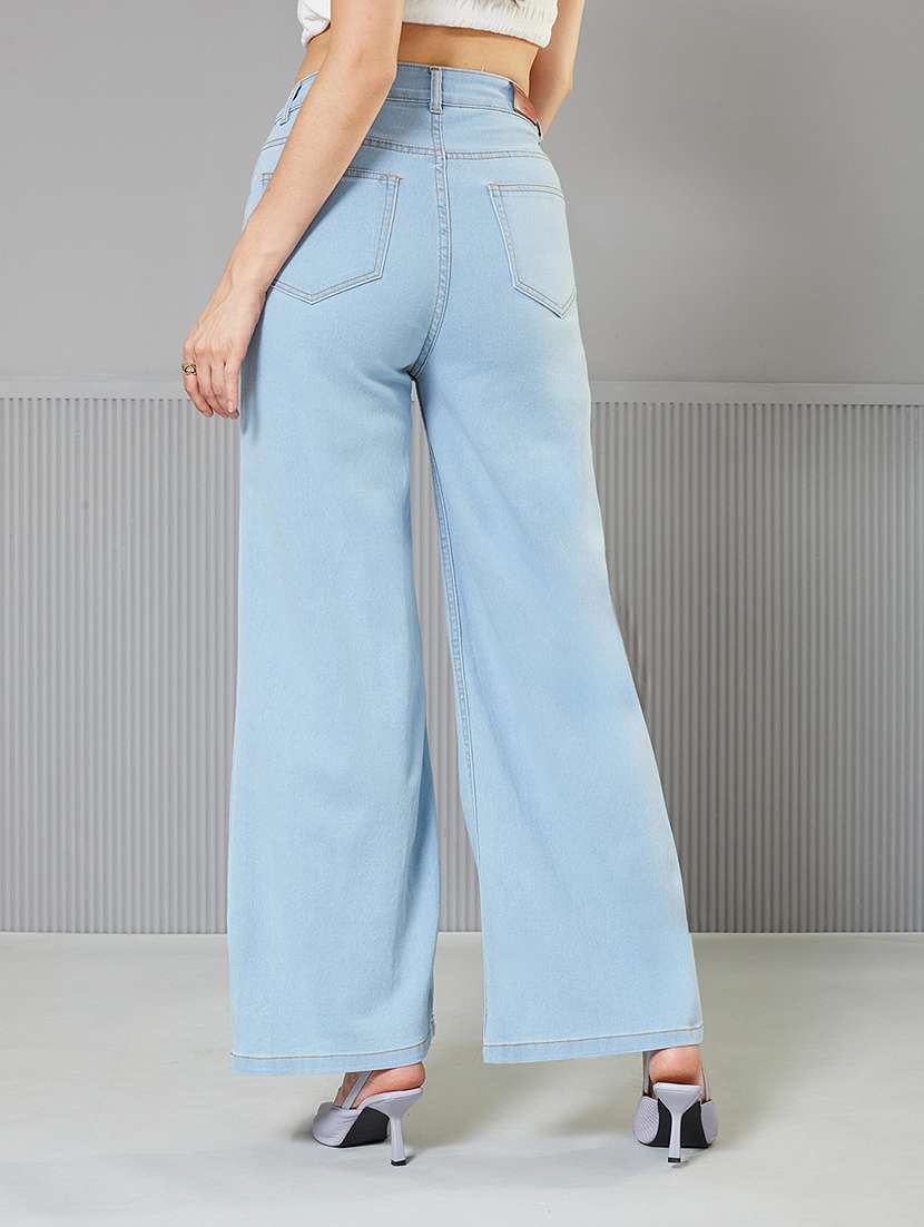 women patched high rise wide leg jeans - 22362285 -  Standard Image - 2