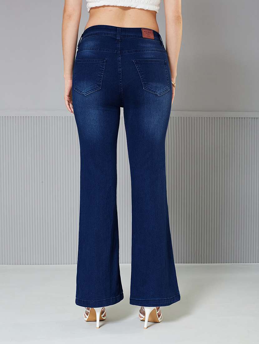 women solid high rise bootcut jeans - 22362288 -  Standard Image - 2