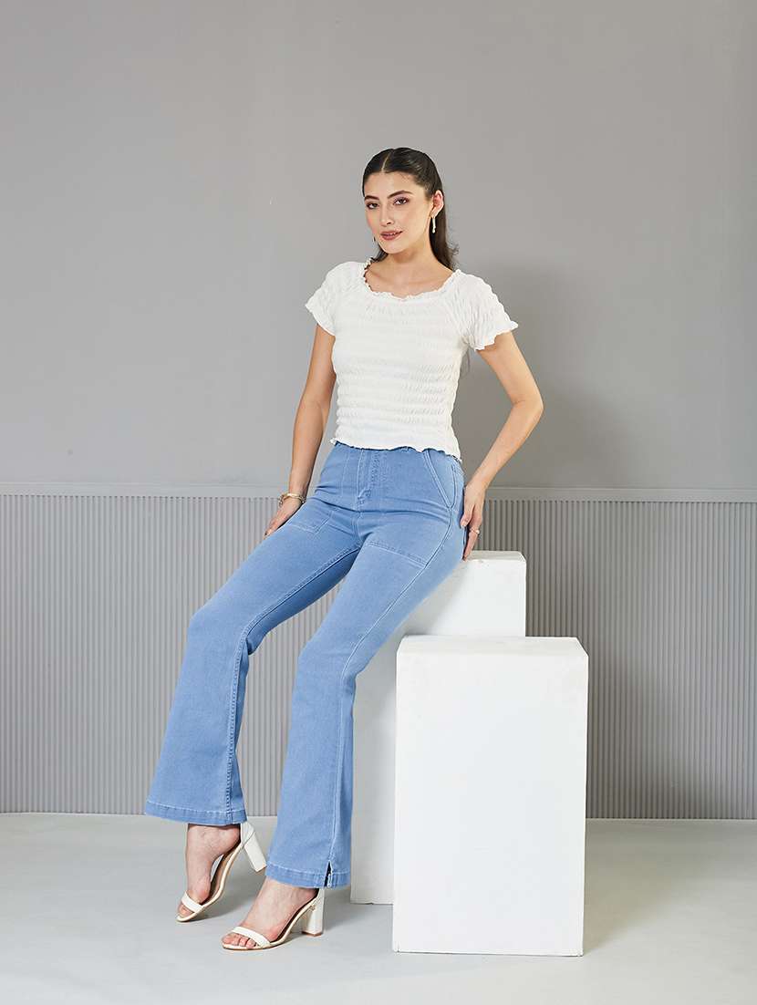 women solid high rise bootcut jeans - 22362293 -  Standard Image - 2