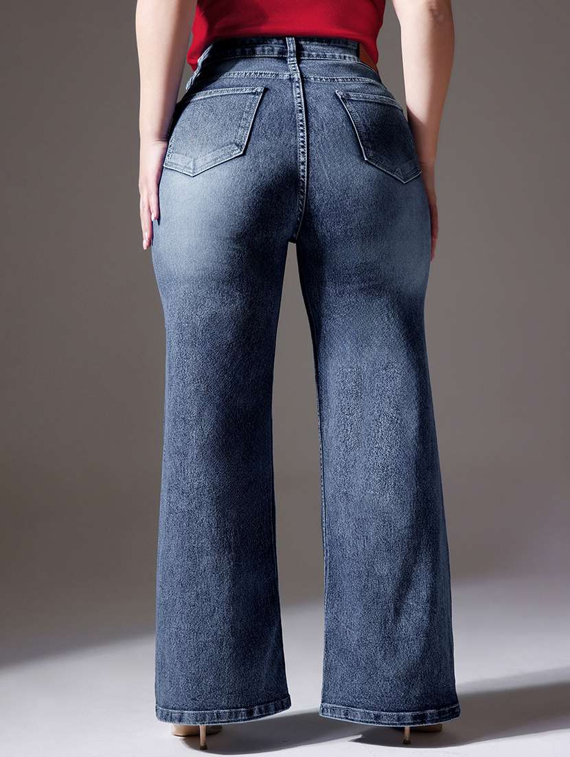 womne plus size solid high rise wide leg jeans - 22362304 -  Standard Image - 2
