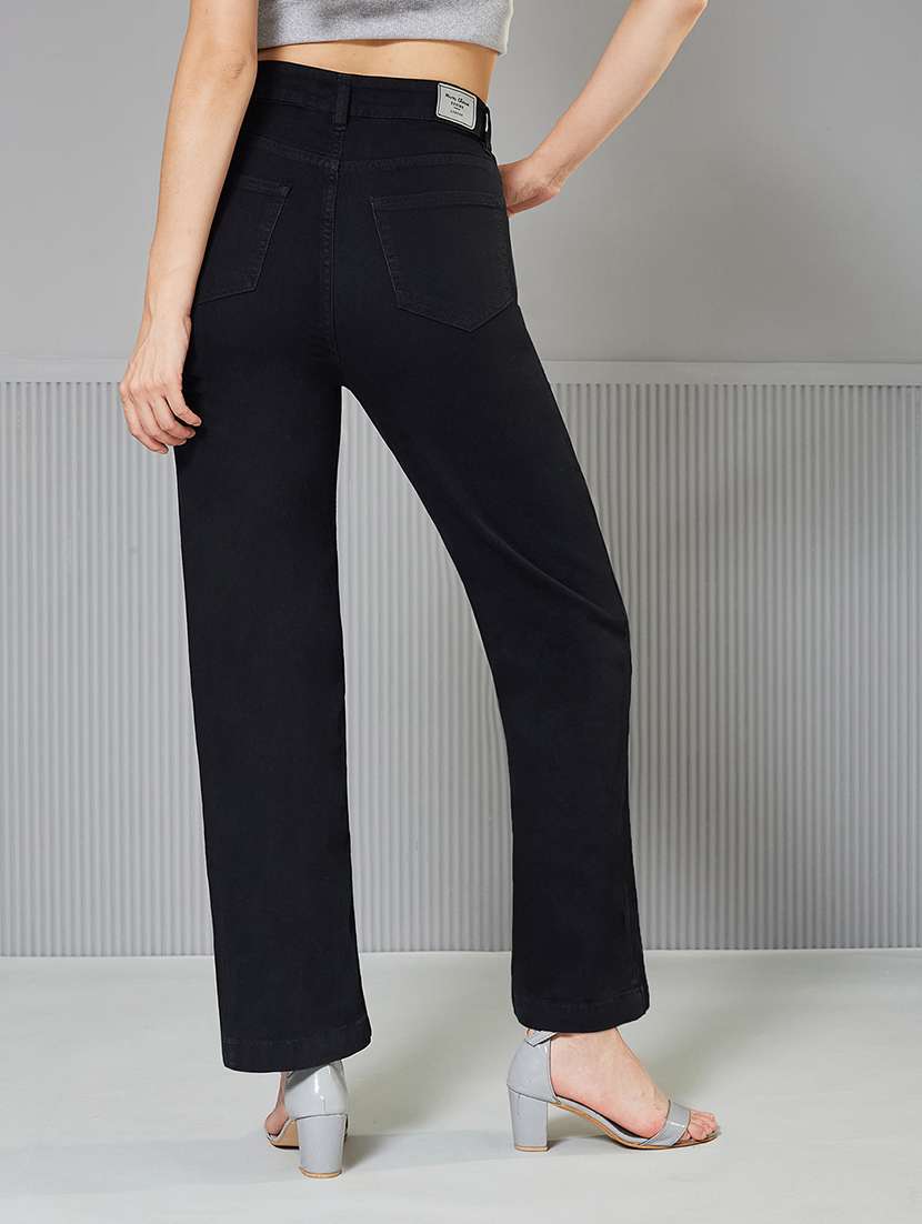 women solid high rise straight jeans - 22362306 -  Standard Image - 2