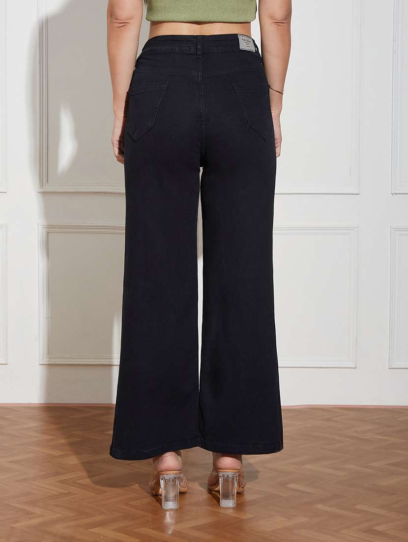 women solid high rise bootcut jeans - 22362308 -  Standard Image - 2