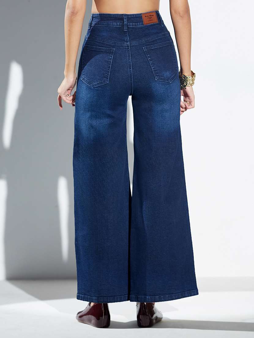 women solid high rise wide leg jeans - 22362312 -  Standard Image - 2