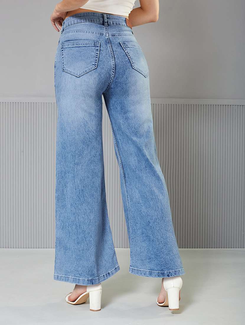 women solid high rise wide leg jeans - 22362319 -  Standard Image - 2