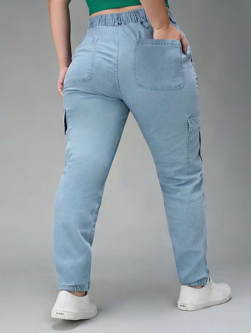 women plus size solid high rise denim jogger - 22362320 -  Standard Image - 2