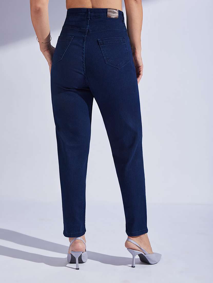 women solid high rise mom jeans - 22362322 -  Standard Image - 2