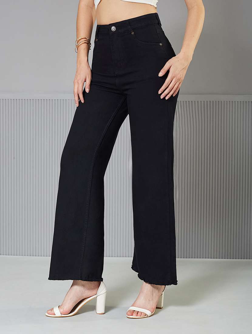 women solid high rise wide leg jeans - 22362327 -  Standard Image - 2