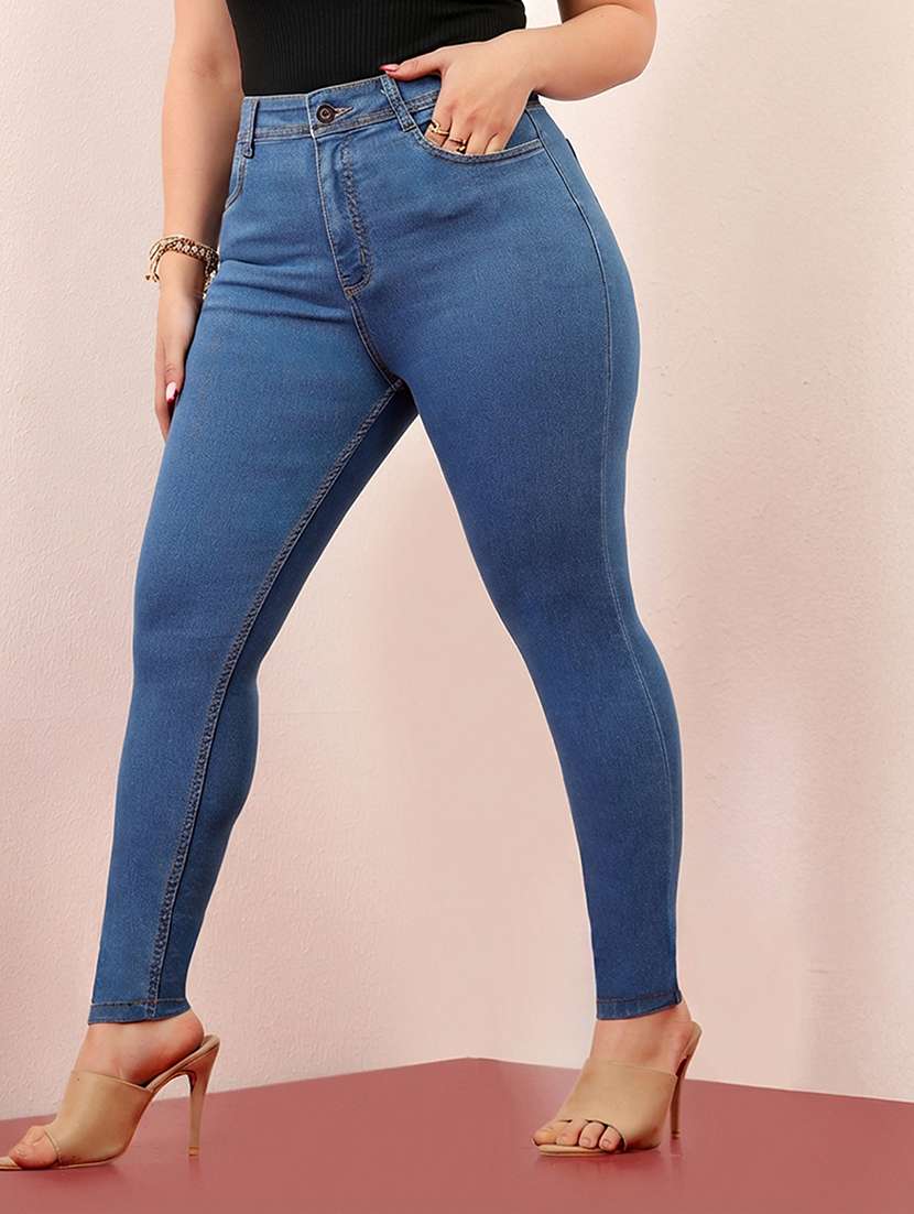 womne plus size solid high rise slim fit jeans - 22362333 -  Standard Image - 2