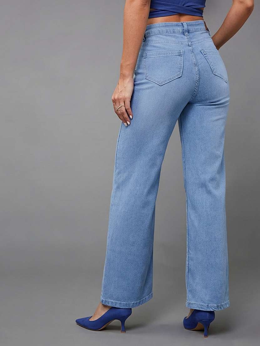 women solid high rise wide leg jeans - 22362337 -  Standard Image - 2