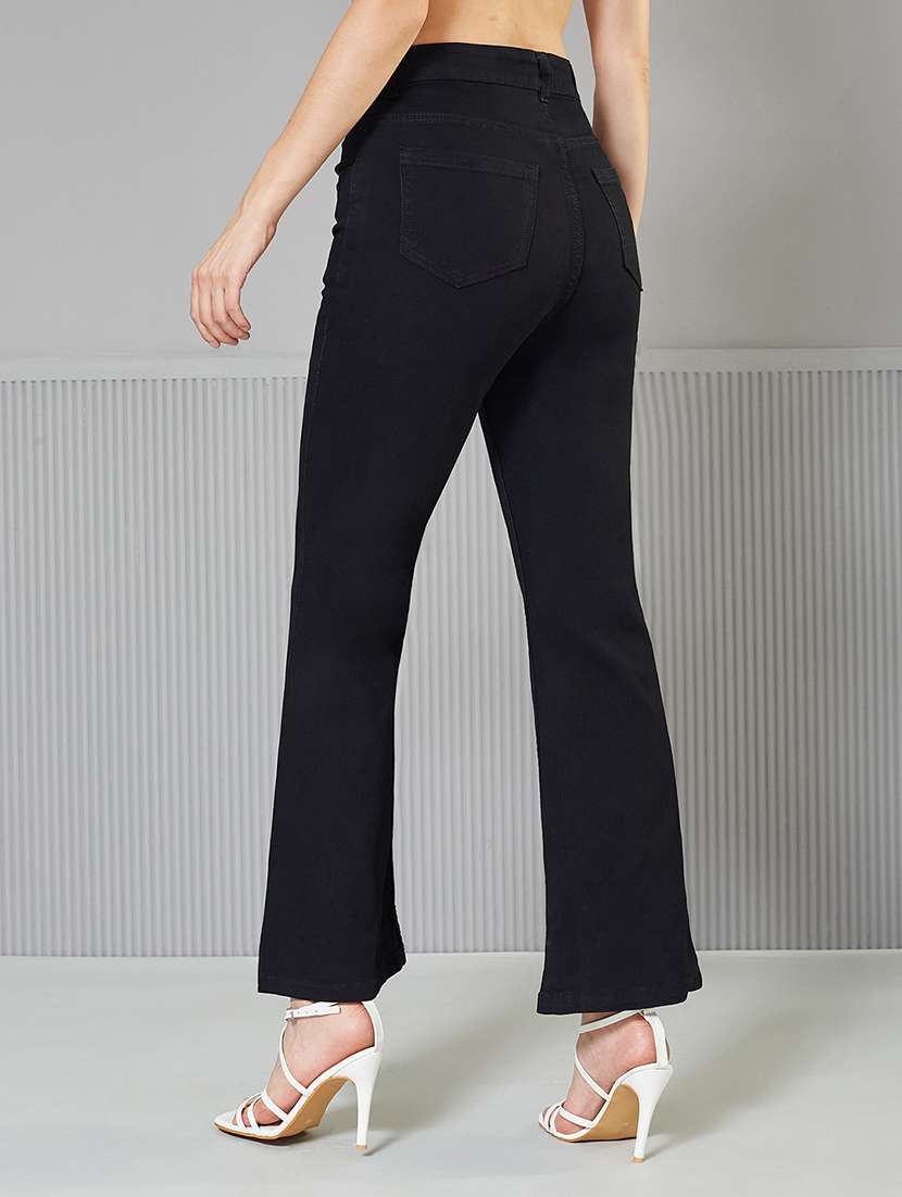 women solid high rise bootcut jeans - 22362340 -  Standard Image - 2