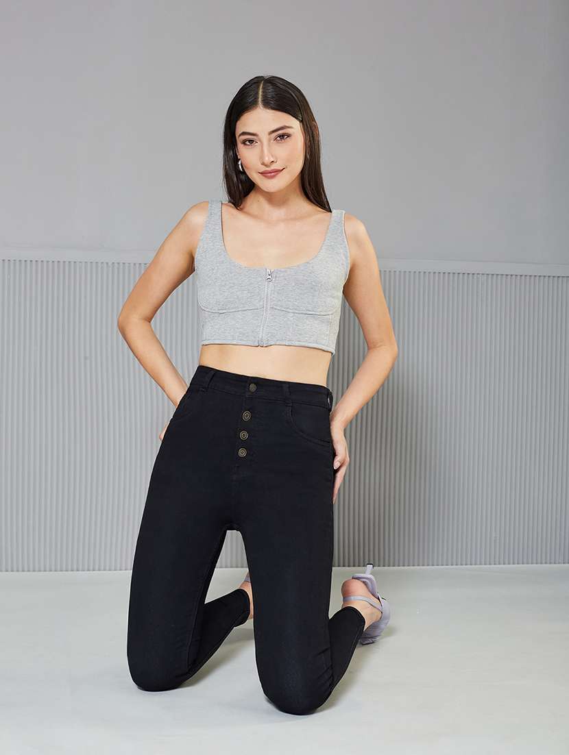 women solid high rise skinny fit jeans - 22362348 -  Standard Image - 2