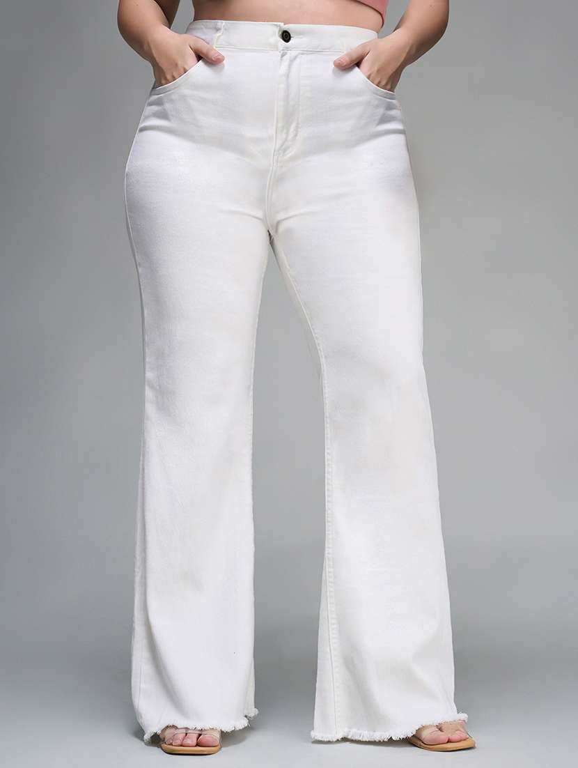 womne plus size solid high rise bootcut jeans