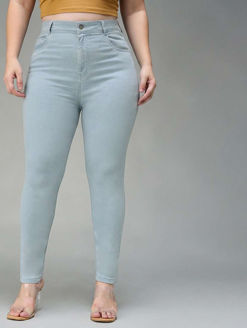 womne plus size solid high rise slim fit jeans