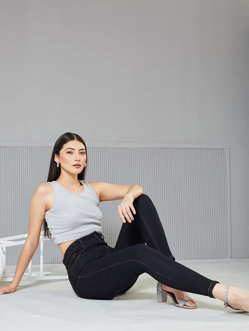 women solid high rise skinny fit jeans - 22362385 -  Standard Image - 2