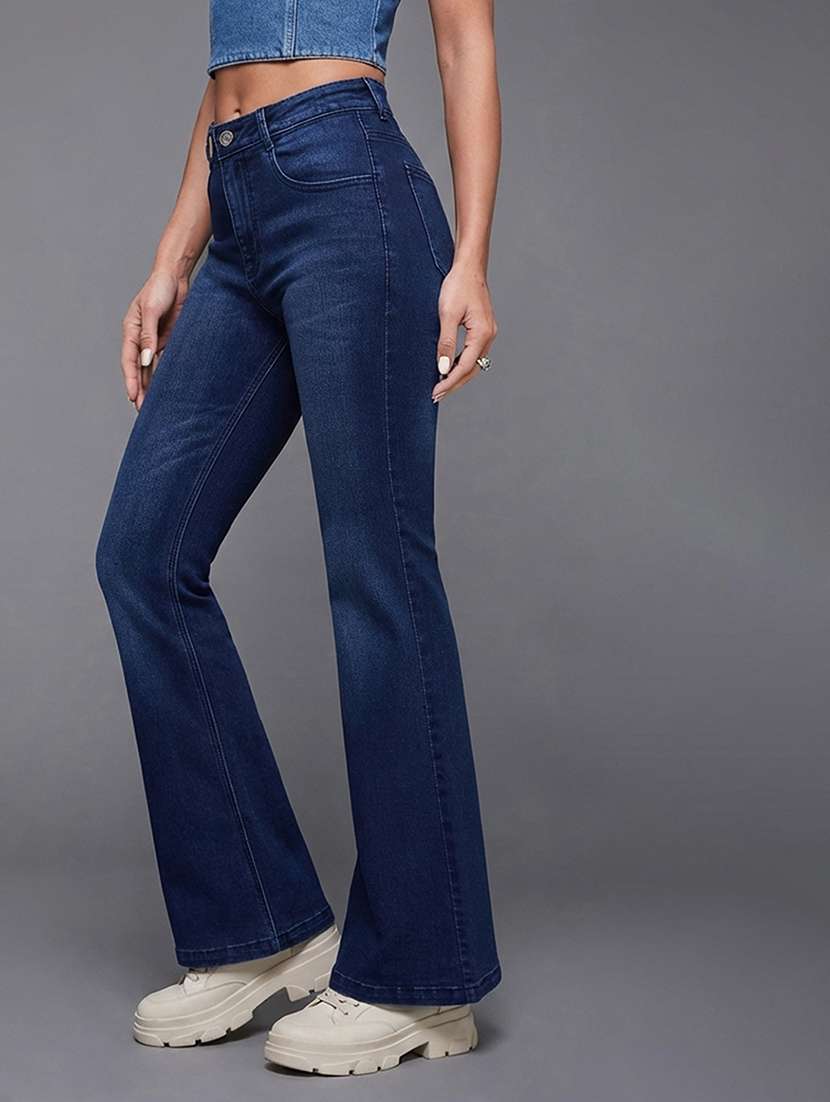 women solid high rise bootcut jeans - 22362387 -  Standard Image - 2