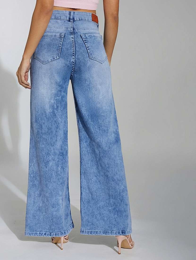 women solid high rise wide leg jeans - 22362393 -  Standard Image - 2