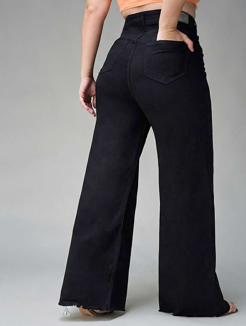 womne plus size solid high rise wide leg jeans - 22362403 -  Standard Image - 2